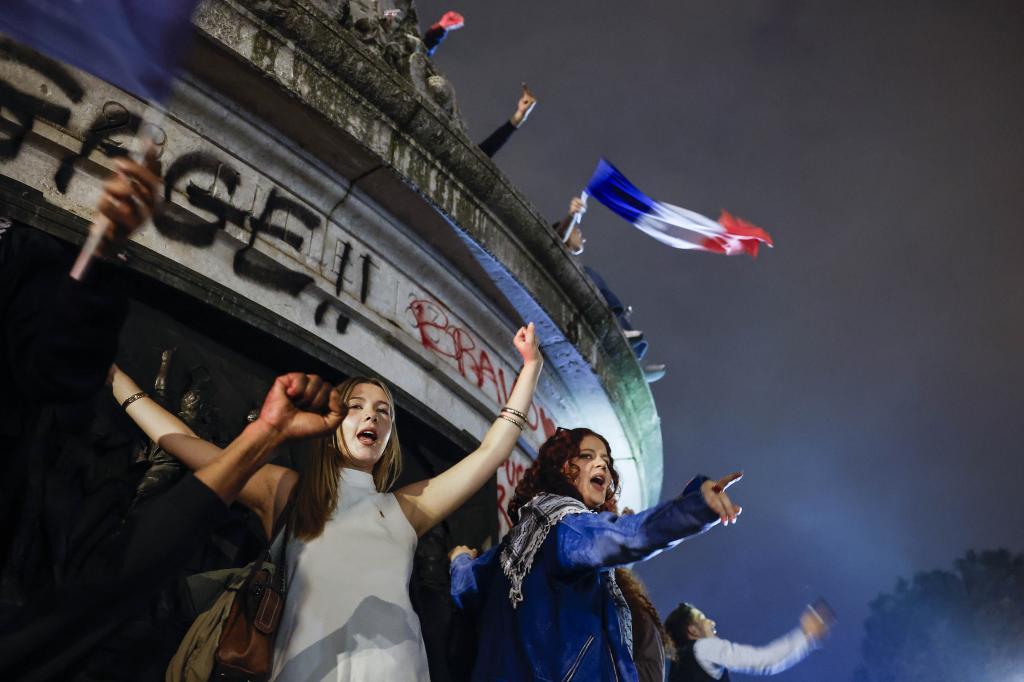 French citizens celebrate the election results.