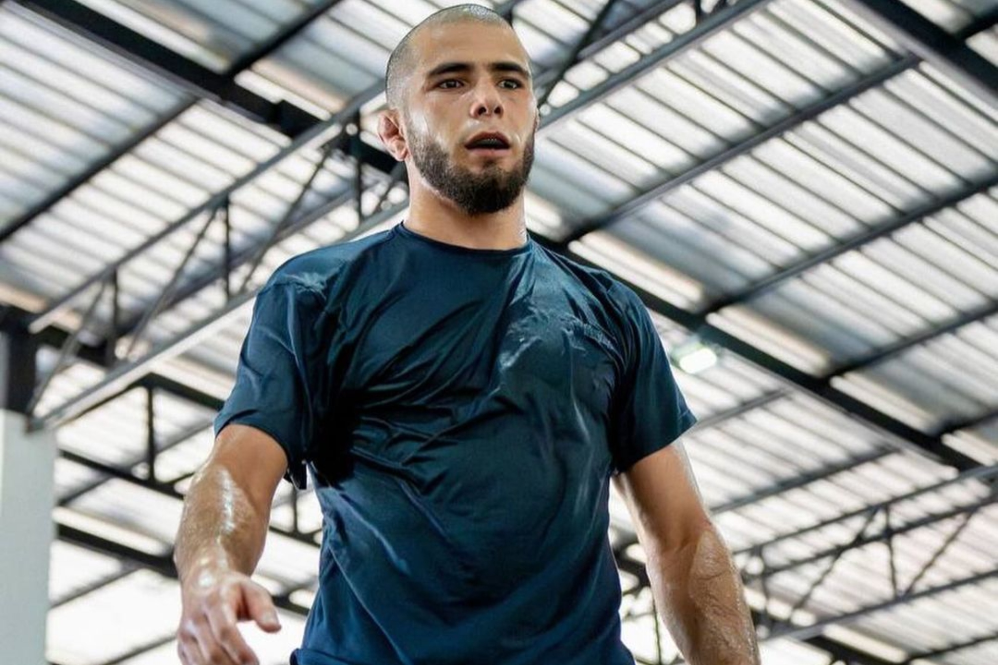 Mukaev during a workout in his gym.