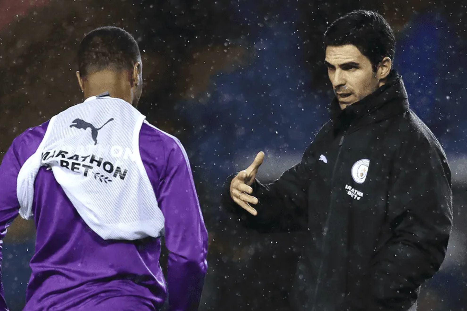 Sterling, along with Arteta during his time at Manchester City