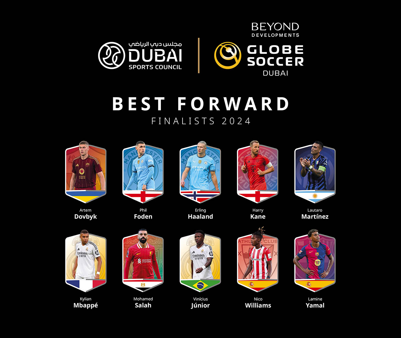 10 finalists in the category of best striker