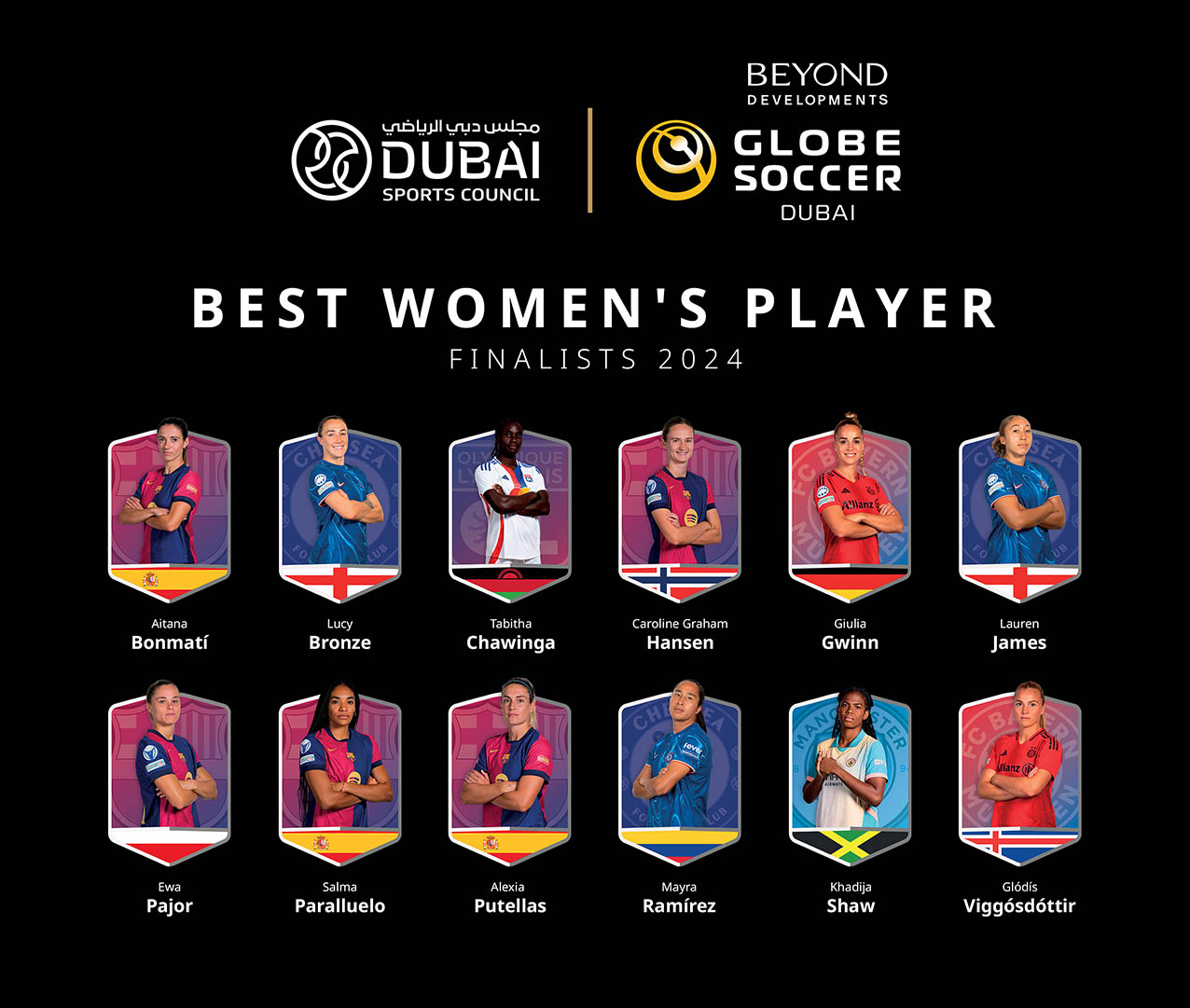 The 12 finalists in the best player category