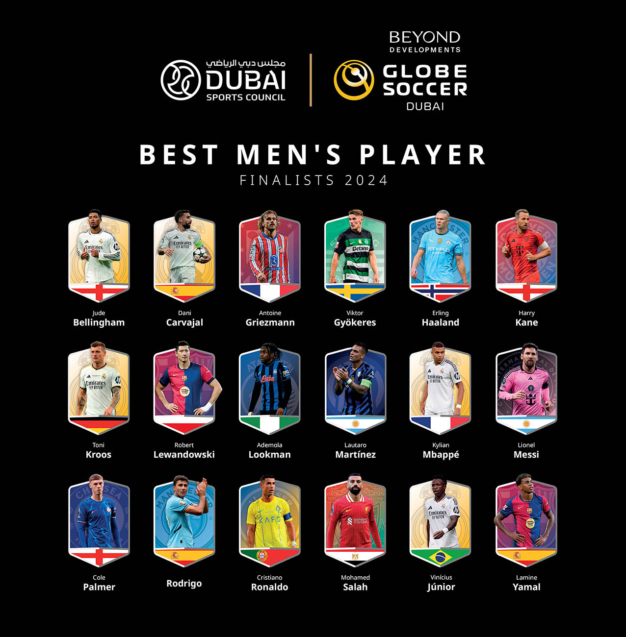 The 18 finalists in the best player category