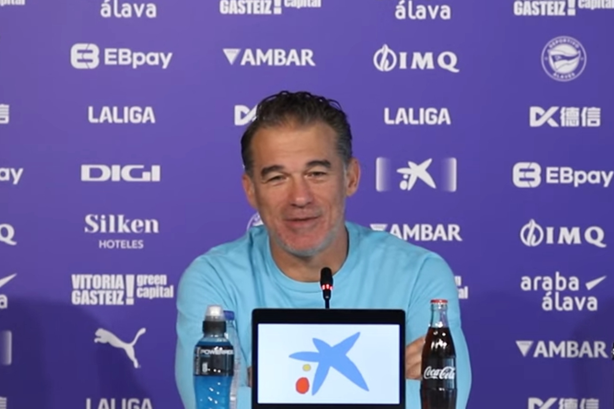 Luis Jarque Irma Plaza at the press conference before the match against Leganes