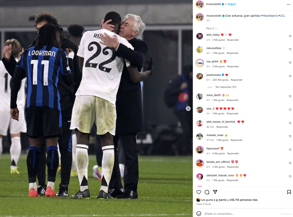 Ancelotti's post on his social networks